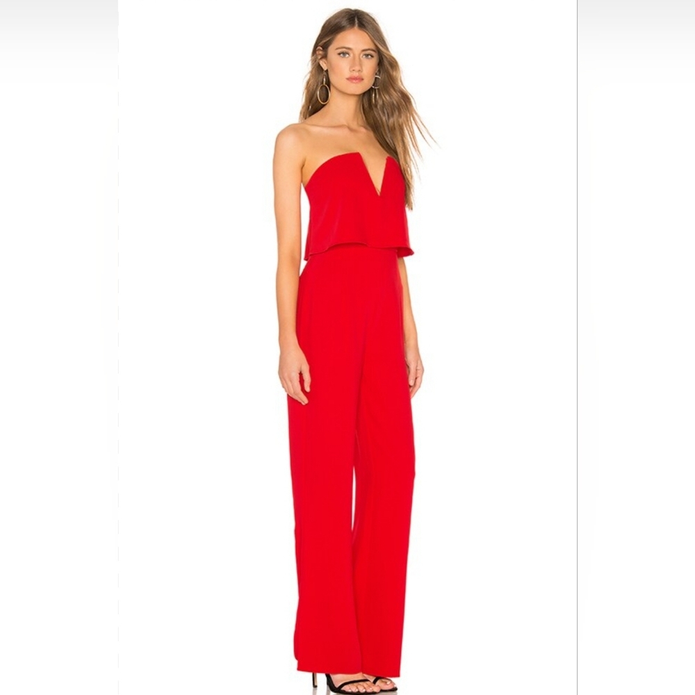 Lulu's Red  Strapless Jumpsuit NWT size M